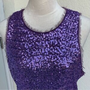 ALI RA. Amethyst/Purple Sleeveless Sequence Dress. Zipper closure.‎ Midi.